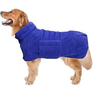 Geyecete Dog Drying Coats 2 Dry Fast Dog Bag Dog Bathrobe Towel Blue Warm New